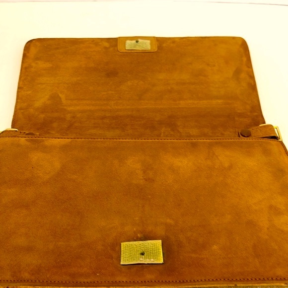 Corbeau Luxury Vintage Tan Ostrich Shoulder Leather Handbag. S-Medium - Picture 14 of 16